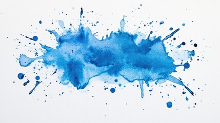 Fototapeta premium Light blue watercolor splash on white background, evoking creativity and calmness for artistic uses.