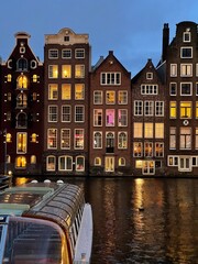 city canal houses in Amsterdam in winter