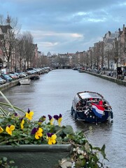 canal and boat in Amsterdam
