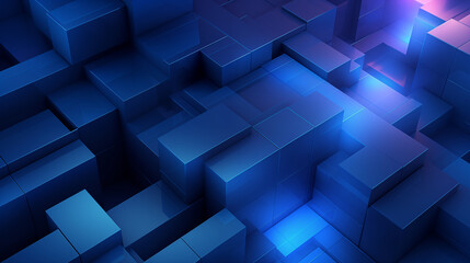 Obraz premium Abstract 3D Blue Cubes with Layered Geometric Design