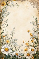 Obraz premium A beautiful floral frame adorning a vintage background perfect for nature lovers and artistic creations