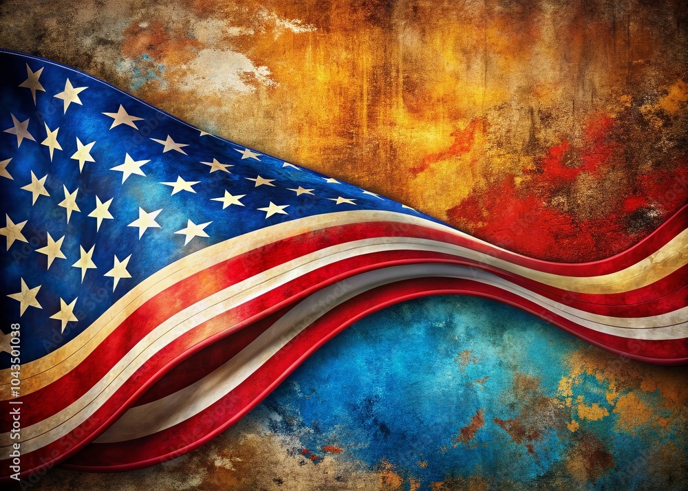 Poster american abstract flag wave background with empty space for text - ideal for creative projects and p