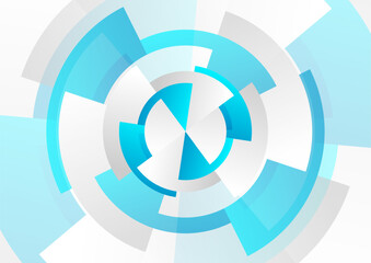 Blue and white technology circular abstract background. Vector geometric design
