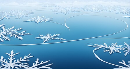 Simple wallpaper illustration of a frozen lake, with just a thin line dividing the icy surface and the cold winter sky