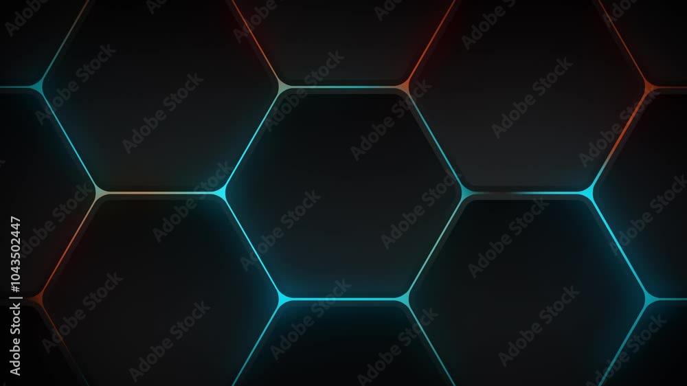 Poster a mesmerizing hexagonal pattern with vibrant neon accents abstract background seamless loop