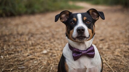 Adorable Dog Wearing a Bow Tie.