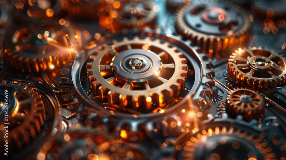 Poster a clock with gears interlocked representing the concept of cause and effect and how every action has