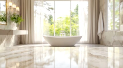 Fototapeta premium White Marble Table Top in Bathroom Setting