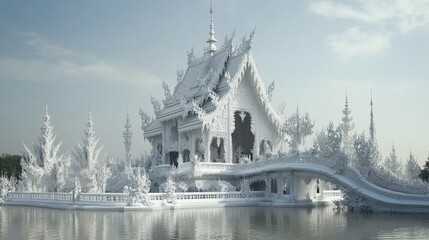 Obraz premium Stunning White Temple in Serene Landscape