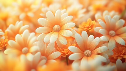 Fototapeta premium Vibrant Floral Orange and White Wallpaper