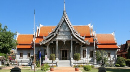 Traditional Thai Temple with Ornate Architecture