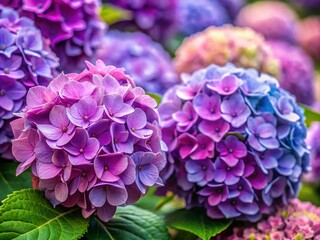 Beautiful Hydrangea Flowers in Pink, Lilac, Violet, and Purple - High Depth of Field Photography for Floral Lovers