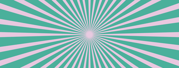 Retro background with green and pink radial stripes. The background, green and pink colors with a dynamic, vintage. Pink digital background vector. Psychedelic radial striped background vector.