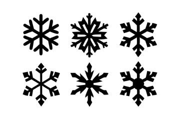 set of snowflake vector silhouette 