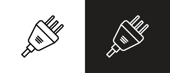 Type J power socket icon. Electrical symbol of power cable sign, Types of electrical sockets and plugs. World standard. AC power connector, International electric socket on black and white background.