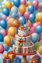 gift box with balloons