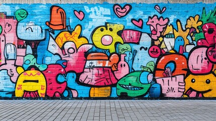 Cartoon graffiti on the wall