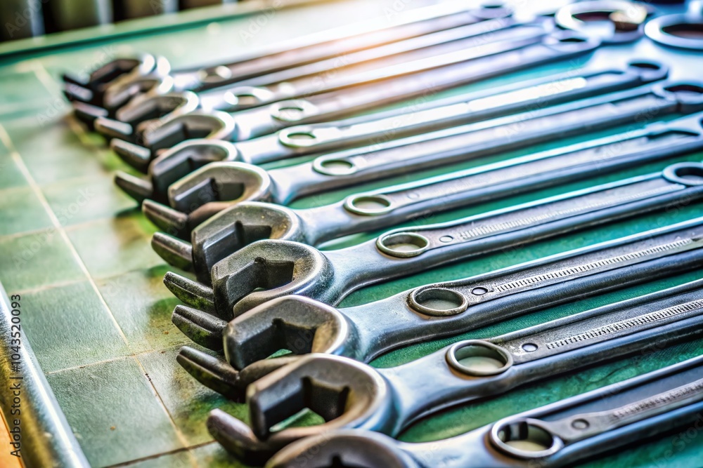 Aufkleber black wrench settings icons for tools and mechanic work with copy space for customization