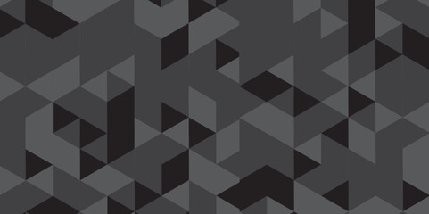 Vector geometric seamless gray and black cube square low polygon background. Triangle shape retro wall grid pattern geometric ornament tile vector square element texture .