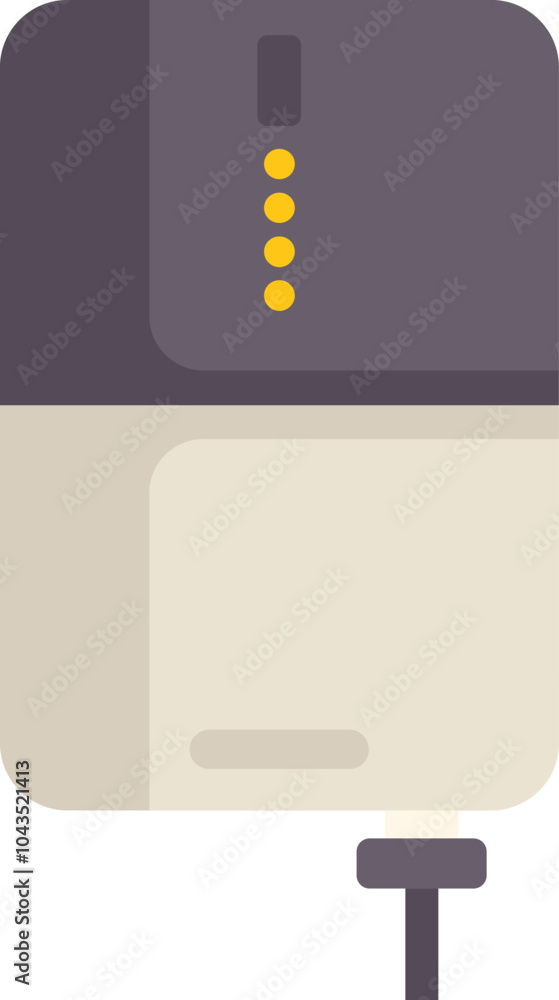 Poster power bank showing battery status while charging using usb cable icon in flat style