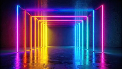 Fototapeta premium Abstract glowing neon colors on a dark background, with a flowy minimal aesthetic and gradient blur macro effect