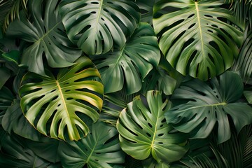 Obraz premium A close up of a bunch of green leaves