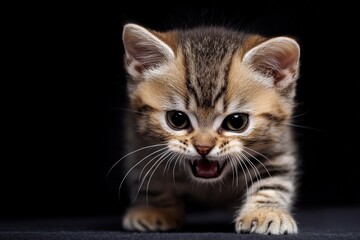 Obraz premium Aggressive Cat. Domestic Cat Kitten Showing Aggression in Studio Shot.