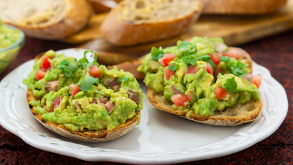 Toasted ciabatta with grilled beef and guacamole.