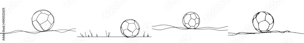 Poster drawing with a continuous line of a football silhouette. designs are based on the final play of spor