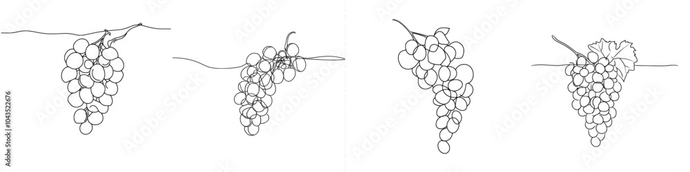 Aufkleber Sketch of a grape isolated on white background in one line.