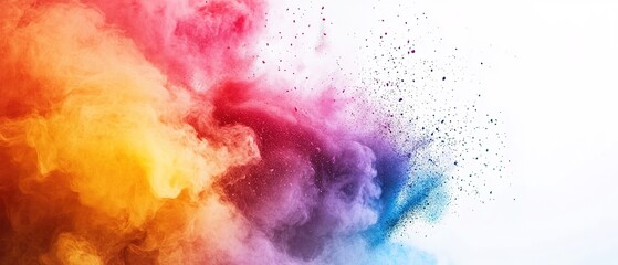 Fototapeta premium Abstract art colored powder on white background. Holy 