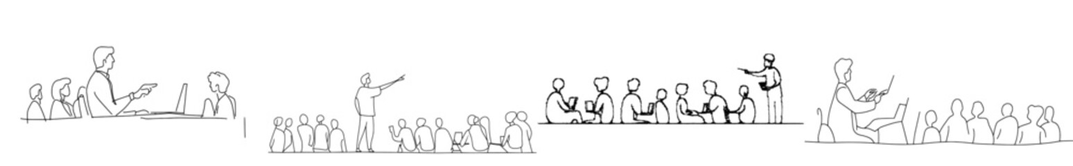 The screen displays a continuous drawing of the business presentation during a team meeting