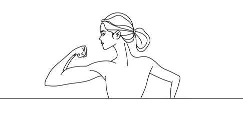 Continually drawn strong woman with a modern minimalism design concept.