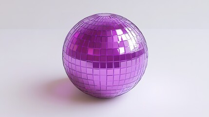 Disco purple ball on white background	
