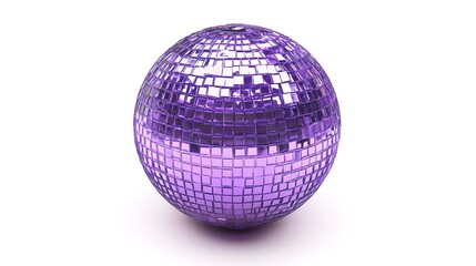 Disco purple ball on white background	
