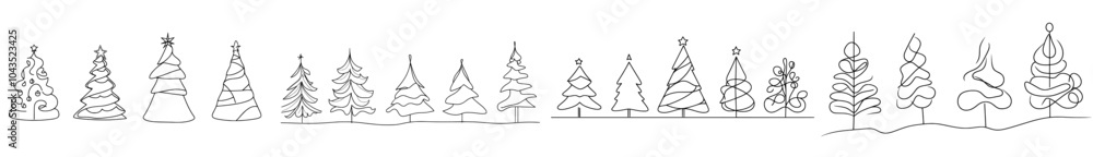 Poster a christmas tree line drawing. a fir tree symbol. a modern icon. simple shape concept. use for winte