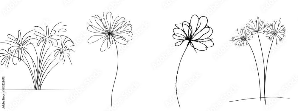 Poster An illustration with a continuous line art style. A festive Bengal light design isolated on a white background is a minimalist design in black.