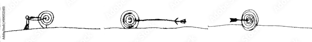 Poster on the target circle, an arrow is continuously drawn in one line.