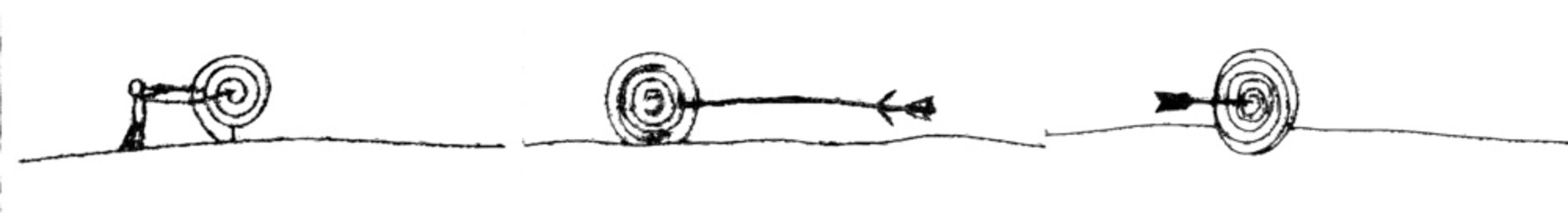 On the target circle, an arrow is continuously drawn in one line.