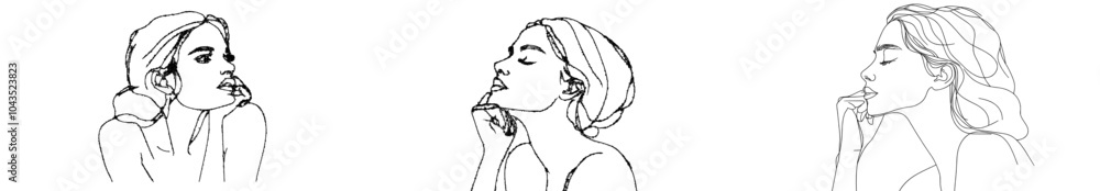 Aufkleber a woman thinking about a problem and finding solutions in one line