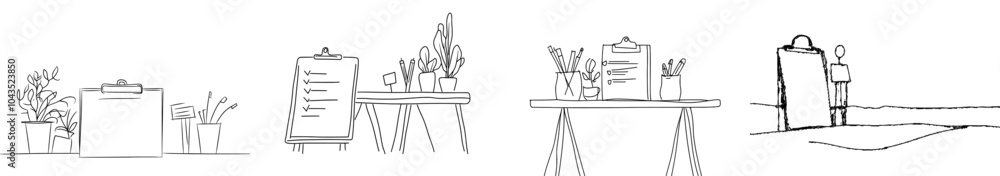 Poster the clipboard is filled with checklists. continuous line one drawing. stylish illustration. simple l