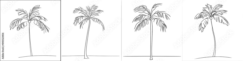 Poster The line art design is an abstract minimal version of a palm tree illustration.