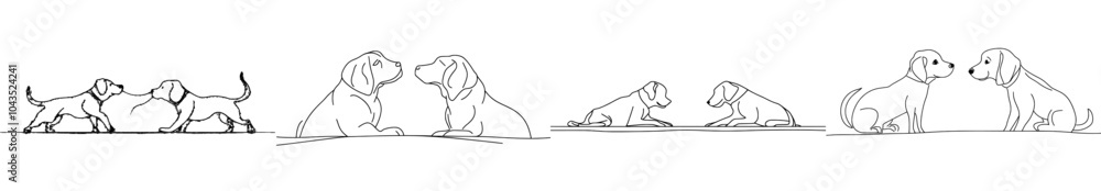 Aufkleber this is a continuous one-line illustration of a dog and a cat in a modern style.