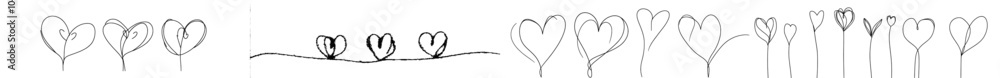 Poster the heart border set is a continuous line art heart banner or divider.