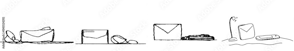 Leinwandbilder Isolated modern object - mail envelope and phone receiver in one line