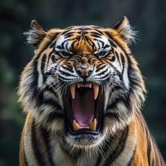 Obraz premium Angry Tiger. Feline Predator in the Wild - Majestic Cat Wildlife Photography