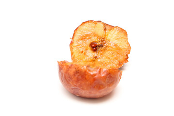 A picture of the fallen down and rotten apple. Starting to ferment and beginning to be moldy. 