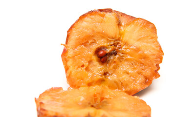 A picture of the fallen down and rotten apple. Starting to ferment and beginning to be moldy. 