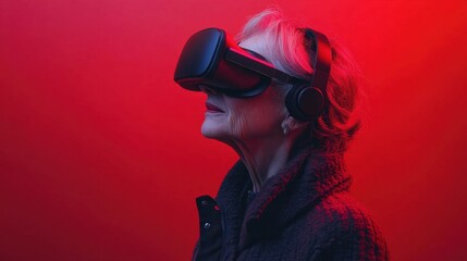 Confident Senior Woman Exploring Virtual Reality Experience