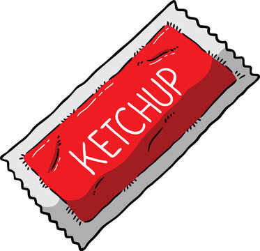 Vector Cartoon Hand Drawn Ketchup Sachet
